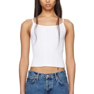 Re/Done White Hanes Edition Varigated Jolie Camisole size S